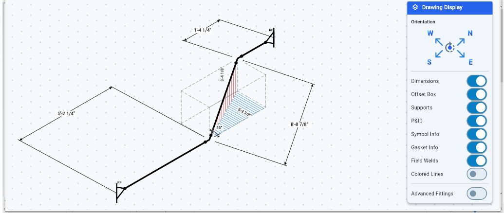 Pipe Pilot adjustable dimension lines and editable measurements